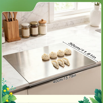 Stainless Steel Cutting Board & Rolling Pastry Board – Non-Slip Kitchen Prep Mat with Butcher Block Surface