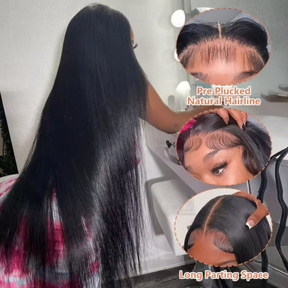 Put On and Go Glueless Human Hair Wig Bone Straight – Pre Cut 6x4.5 Transparent Lace 200% Density Pre Plucked, Ready to Wear in 3 Seconds, Natural Black & Natural Color, 10–34 Inch