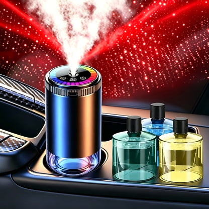 Car Aromatherapy Diffuser with Dynamic Light Show & Starry Sky Mode – Adjustable Scent Intensity, USB Rechargeable, Eliminates Odors, Gardenia, Lavender, Marine & Cologne Scents