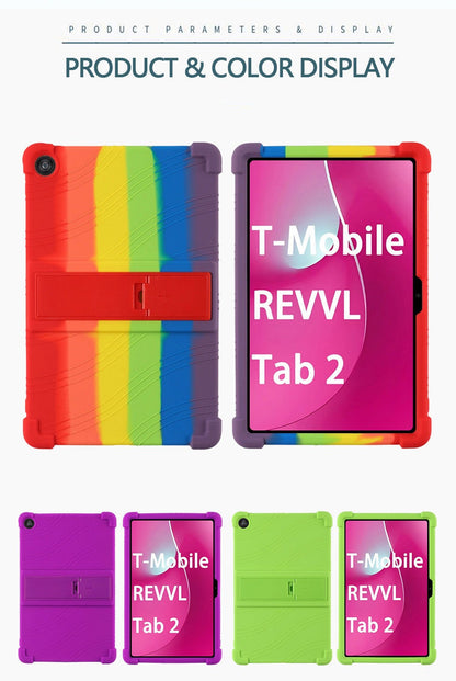 T-Mobile Revvl Tab 2 10.1-Inch Soft TPU-Labeled Tablet Case with Kickstand in Black, Blue or Rose Red