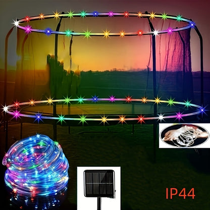 Solar Powered LED Trampoline Lights Colorful Rope Lights for 8-16 Ft Trampolines 8 Dynamic Modes IP65 Waterproof Outdoor Backyard Decoration Warm White Blue Multicolor