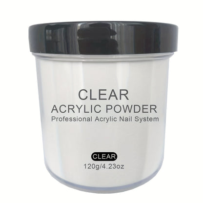 120g Acrylic Nail Powder Jar in Clear, Pinkish, Nude or White for Use with Compatible Acrylic Liquid
