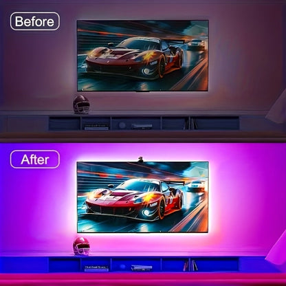 TV Backlight LED Strip Lights RGB 12.5ft - USB Powered Bias Lighting for 35-80 Inch TVs for Home, Desk and Accent Lighting