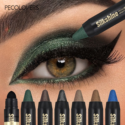 Shimmer Glitter Eyeshadow Stick Set 6 Pcs Dual-Tipped Eye Pencil with Blending Brush Creamy Pigmented Eye Contouring Highlighting Kit Multicolor Shades for Women Beginner Pro Gift
