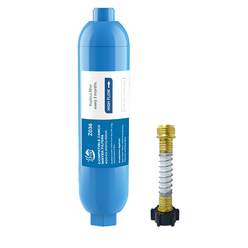 RV Water Filter with Flexible Hose Protector – Inline Hose Filter, Reduces Chlorine, Odors & Sediment, BPA-Free, for RV, Camper, Boat, Garden, Camping, 1/2/4 Pack
