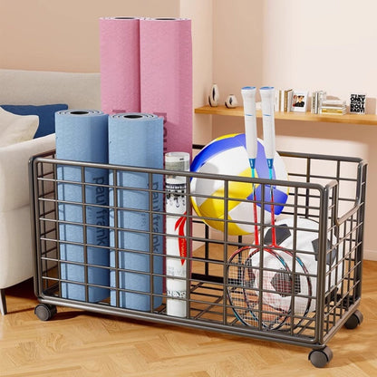 Rolling Metal Storage Basket with Wheels – Multifunctional Wire Organizer Cart for Laundry Room, Bathroom, Kitchen & Closet, Open Shelf Bin, No Lid, Home Organization Storage Basket