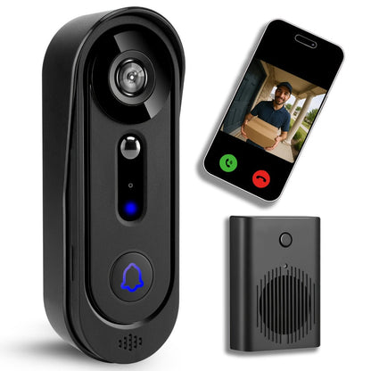 Video Doorbell 1080p Wireless Camera with 166-Degree View, Night Vision, Two-Way Audio and Indoor Chime