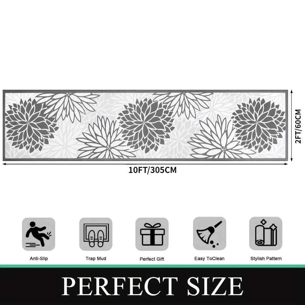 Floral Medallion Hallway Runner in Brown or Grey with 2 × 6, 2 × 8 and 2 × 10 ft Options for Home Decor