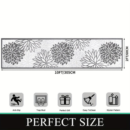 Floral Medallion Hallway Runner in Brown or Grey with 2 × 6, 2 × 8 and 2 × 10 ft Options for Home Decor