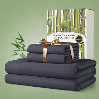 Sheet Set, Four-Piece 30% Lyocell and 70% Viscose Bedding with 18-to-24-Inch Fitted Pocket and Twelve Colors