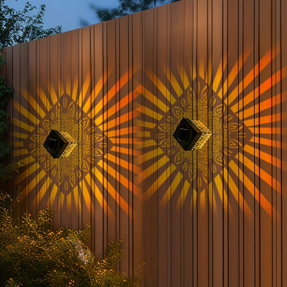 Solar Fence Lights Outdoor - Metal Step Wall Light for Garden Pillar Patio Courtyard Multicolor & Warm LED Decor