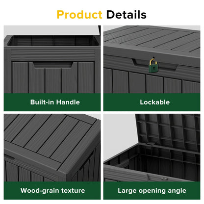 Molded-Panel Outdoor Storage Box with 36-, 45- or 51-Gallon Labels across Four Capacity-and-Color Models