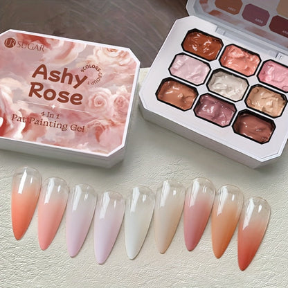 Gel Nail Polish 9-Color Ombre Palette for Gradient and Stamping Art with UV/LED Cure, 7 Series