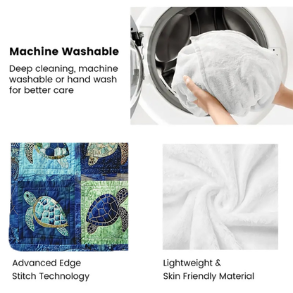 1pc Underwater Turtle Splicing Pattern Blanket-Lightweight Home Furnishings Bedding Throw for Sofa Bed Travel Camping Livingroom Office Couch Chair And Bed-Digital Printing Blanket with Soft And Warm Flannel, 2D Flat