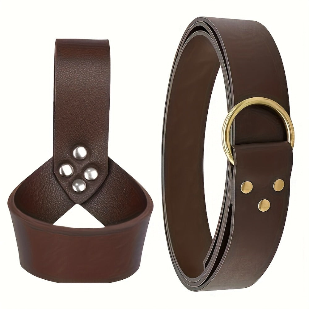 Costume Accessories Faux Leather Knife Sheath and Belt Options in Black or Brown for Medieval Outfits