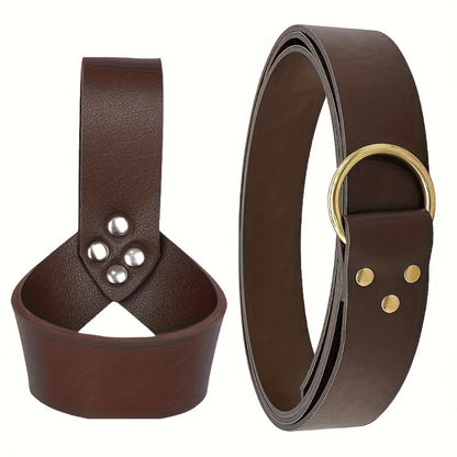 Costume Accessories Faux Leather Knife Sheath and Belt Options in Black or Brown for Medieval Outfits