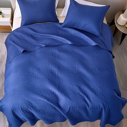 Quilt Coverlet Set 2-3 Piece Lightweight Microfiber Bedspread Coin Pattern Soft Skin-Friendly Anti-Allergy Machine Washable Twin Full Queen King