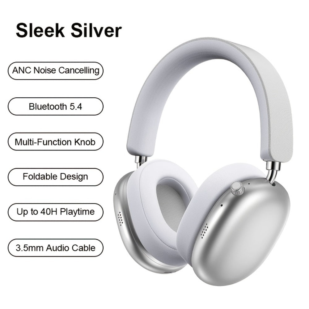Foldable ANC Over-Ear Headphones with Bluetooth 5.4, Built-In Microphone and Three Color Options for Travel
