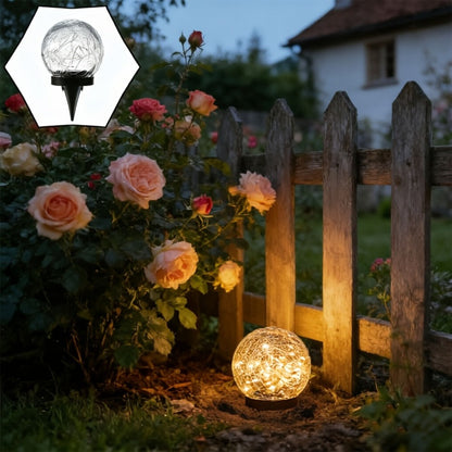 Solar Garden Lights Cracked Glass Globe Stakes, IP44 in 2- or 4-Piece Sets with Warm White LEDs