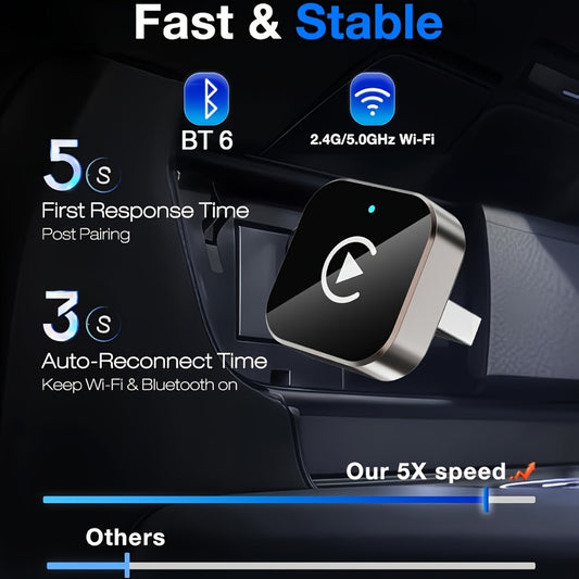 2-in-1 Wireless CarPlay & Android Auto Adapter Mini USB Dongle 2026 Upgrade Fast Stable Connection for iOS 10+ & Android 11+, Converts Wired CarPlay to Wireless Plug-and-Play