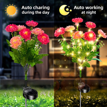 Solar Garden Lights 5-Piece Snow Lotus Flower Stakes with Multicolor LEDs and 72cm Height for Patio