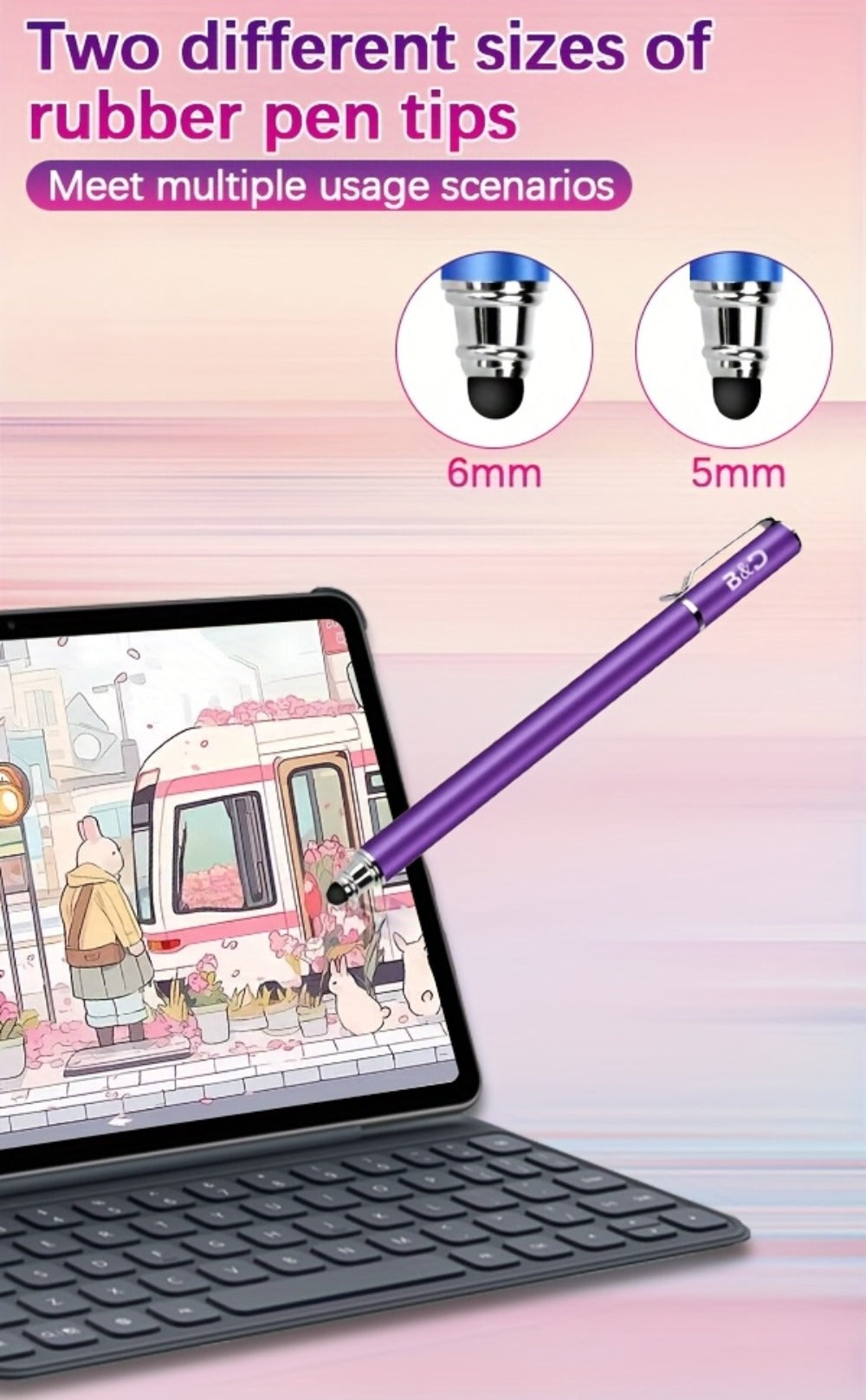 Capacitive Stylus Pen 6 Pack 2-in-1 Universal Touch Screen Stylus with 30 Replaceable Soft Rubber Tips No Battery Required Compatible with iPad iPhone Samsung Galaxy Android Tablets Phones Multicolor Set