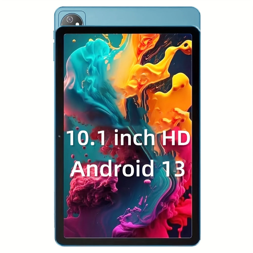 Android 13 Tablet 10 Inch 6GB RAM 32GB Storage 512GB Expandable Quad-Core IPS Touchscreen 2.4G WiFi Dual Camera Kids Adults Entertainment Portable Pad Sky Blue Gun Color