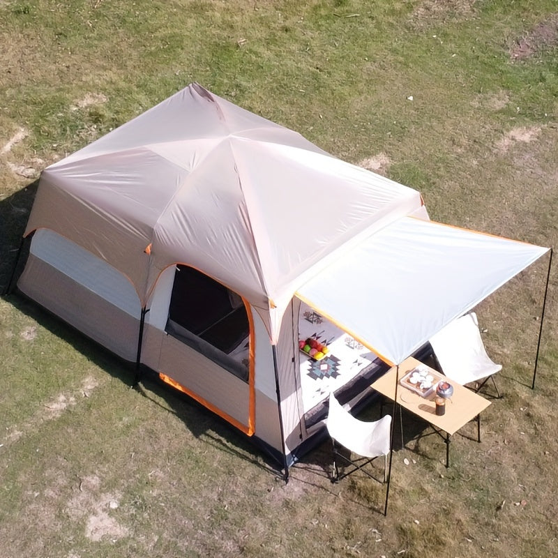 Camping Tent Two-Room Family Cabin with Shared Hall, Mosquito-Net Panels and Two Capacity Options