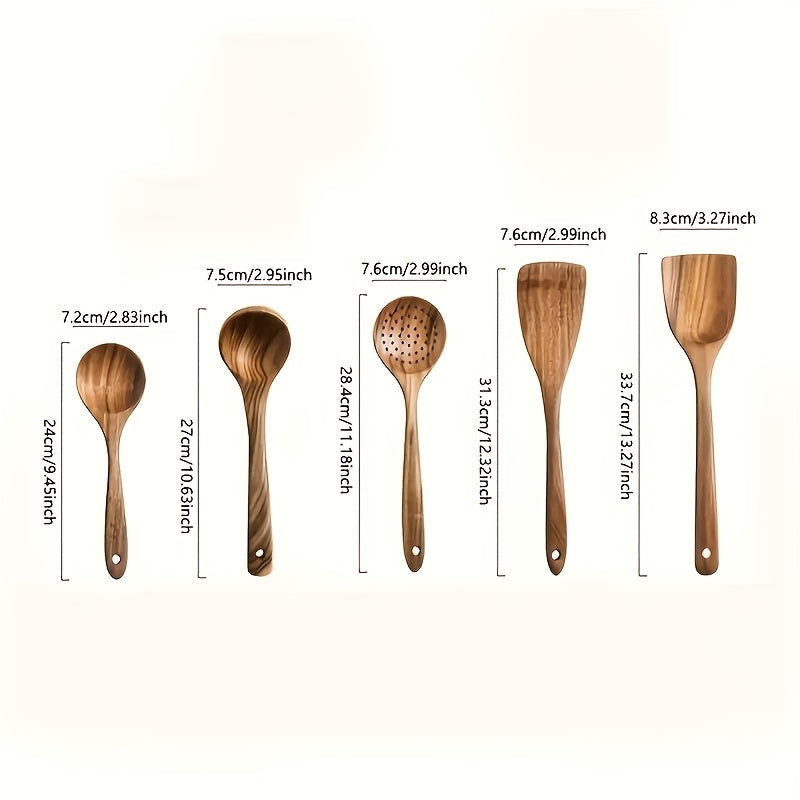 Wooden Kitchen Utensil Set with Five-, Six- or Ten-Piece Configurations and Optional Storage Box