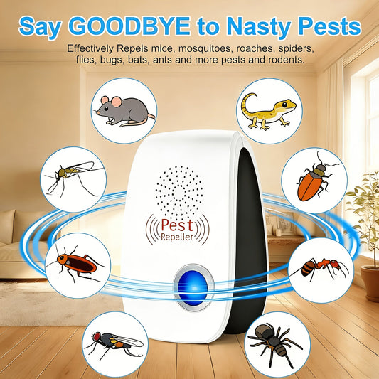 Ultrasonic Pest Repeller Plug-In 2025 Upgrade – Electronic Indoor Pest Control for Cockroaches, Mice, Rodents, Ants, Mosquitoes & Spiders, Set of 4/6/8 Units for Whole-Home Coverage