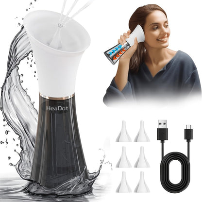 Electric Ear Irrigation Kit with Four Modes, Dual-Tank Layout, Temperature Indicator and Six Nozzle Tips