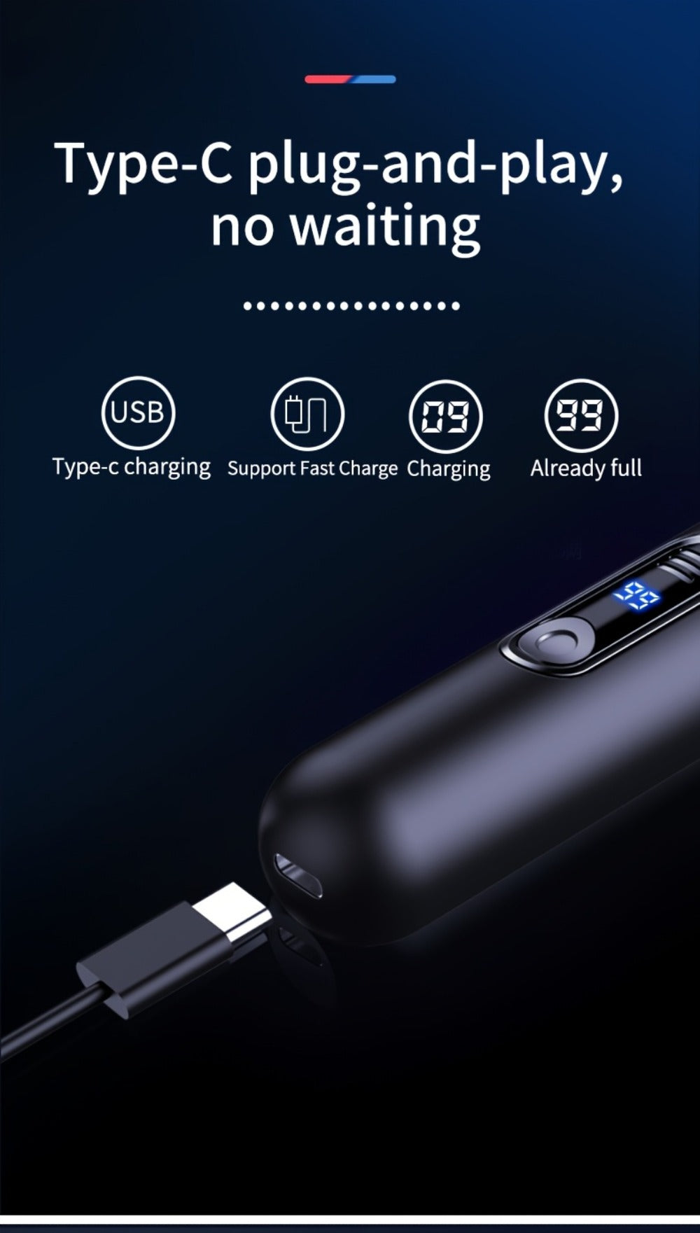 Rechargeable Nose, Ear and Eyebrow Hair Trimmer with LED Display in Two Exact Checkout Configurations