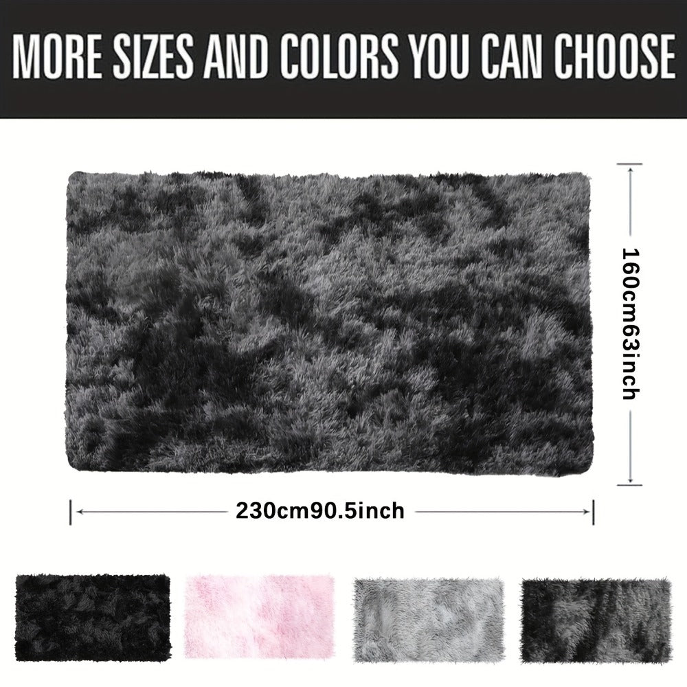 Tie-Dye Plush Area Rug in Light Gray, Dark Gray, Light Pink or Black, 63 by 90 Inch Floor Mat