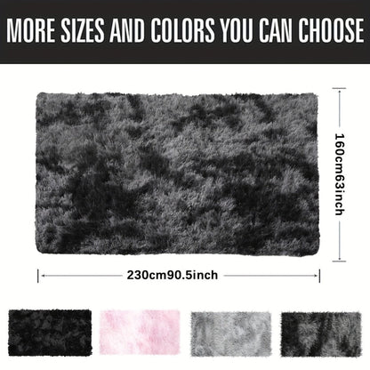 Tie-Dye Plush Area Rug in Light Gray, Dark Gray, Light Pink or Black, 63 by 90 Inch Floor Mat