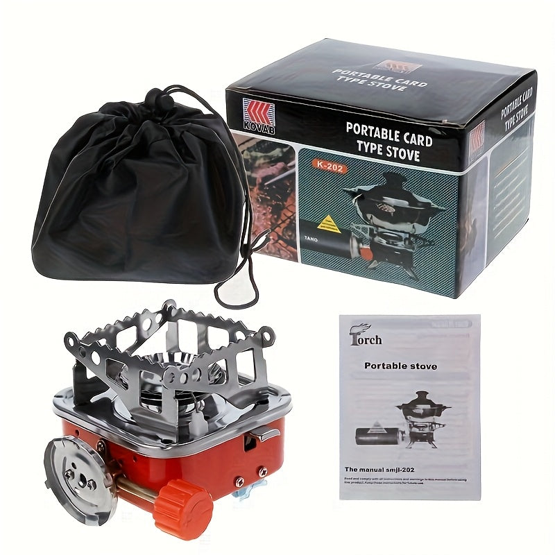 Windproof Camp Stove 3500W Portable Foldable Gas Burner Piezoelectric Ceramic Ignition Compact Lightweight for Outdoor Cooking Hiking Camping Picnic Backpacking