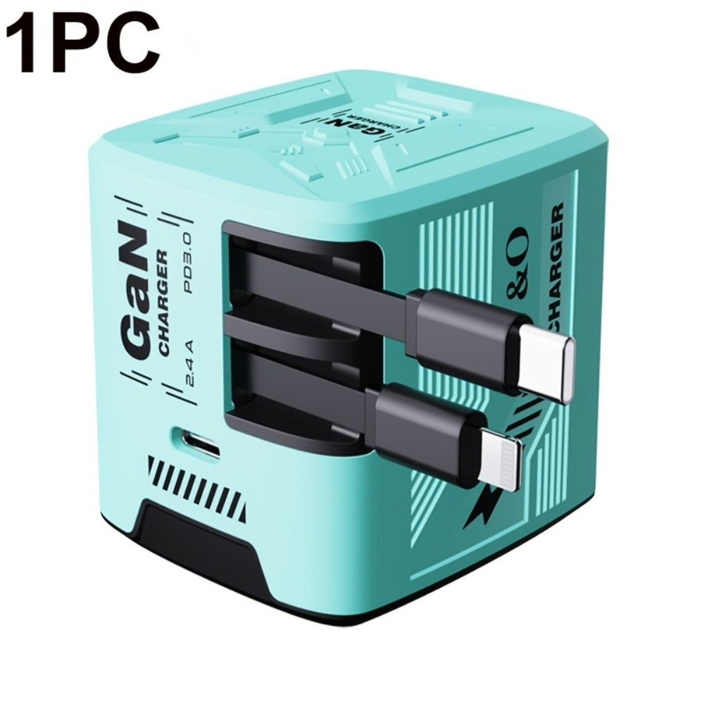 USB-C Wall Charger with Integrated Dual Cables in Single or Two-Piece Packs and Multiple Colors