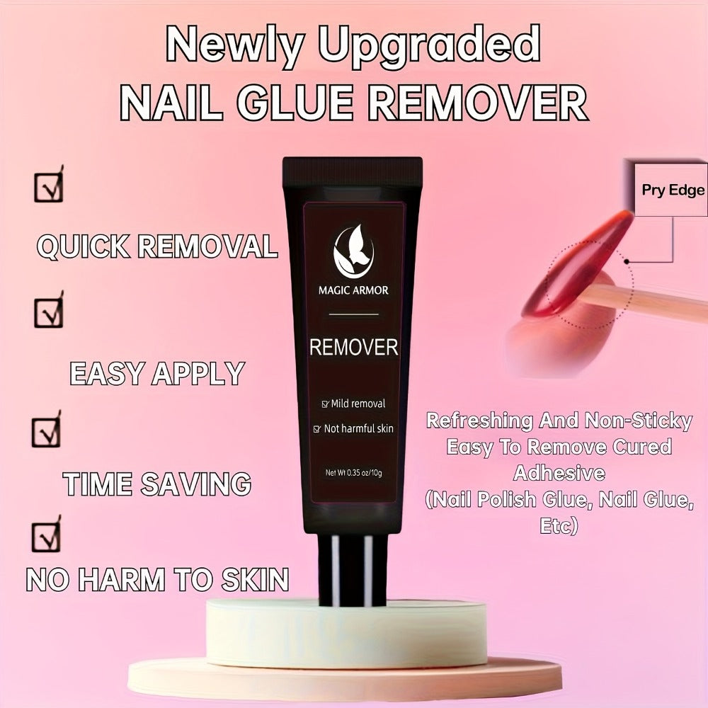 Super Strong Nail Glue & Remover Kit 10g - Long Lasting Adhesive for Acrylic Press-On False Nails - Precision Tip Applicator Clear Drying DIY Salon Nail Art for Women Girls Beginners