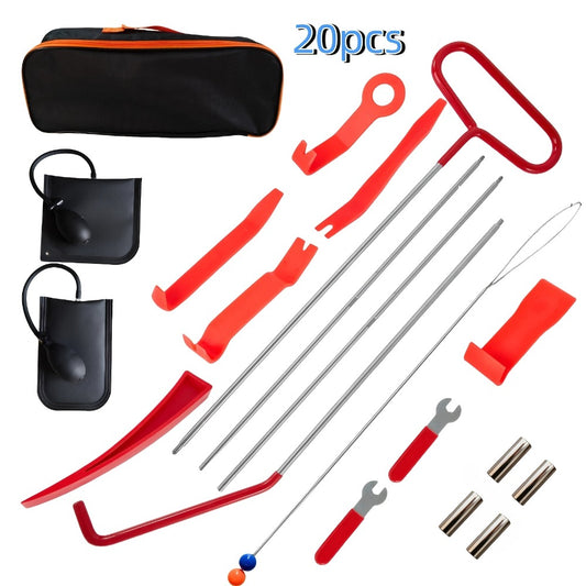 Air Wedge Pump Car Door Unlock Kit – Emergency Lockout Tool Set with Long Reach Grabber & Window Opening Gripper, 20 & 26-Piece No Battery Required