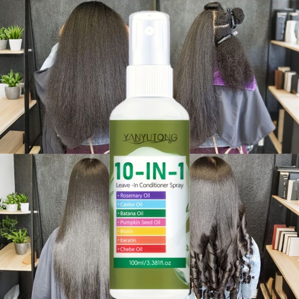 10-in-1 Hair Treatment Spray 100ml with Argan Oil Batana and Rosemary - Anti-Breakage Split End Repair Frizz Control Shine Boost Leave-In Spray for Dry Damaged Hair Women and Men