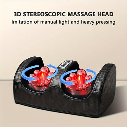 Open Foot and Lower-Leg Massager with Bidirectional Rollers, 15-Minute Timer and Black or Red Finish