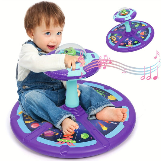 Dinosaur Sit and Spin Toy for Toddlers with Music & LED Flash Lights – 360° Spinning Seat Interactive Sensory Toy for Kids 18 Months+, Indoor Balance & Coordination Toy, Christmas & Birthday Gift