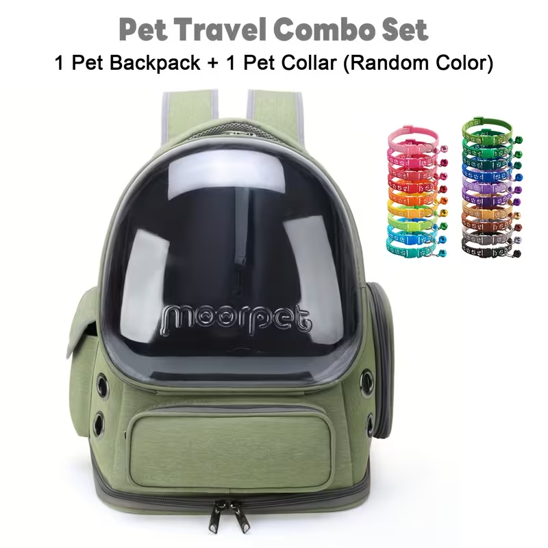 Cat Backpack Carrier with Collar | Breathable Oxford Pet Backpack for Cats & Small Dogs, Large Capacity Travel Bag with Safety Zippers, Durable Straps & Ventilated Mesh for Outdoor Adventures, 5 Colors