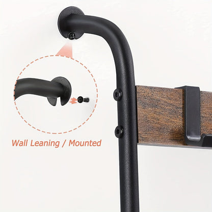 Five-Tier Brown Blanket Ladder with Ten Removable Hooks in One- or Two-Piece Checkout Options