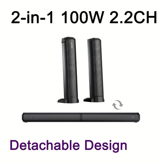 ULTIMEA Soundbar with Built-In Subwoofer – Choose 2.2CH 100W Detachable, 2.1CH 120W App Control, or 5.0CH 180W RGB Surround System, Bluetooth 5.3, ARC Optical AUX, 3 EQ Modes, Home Theater Speaker