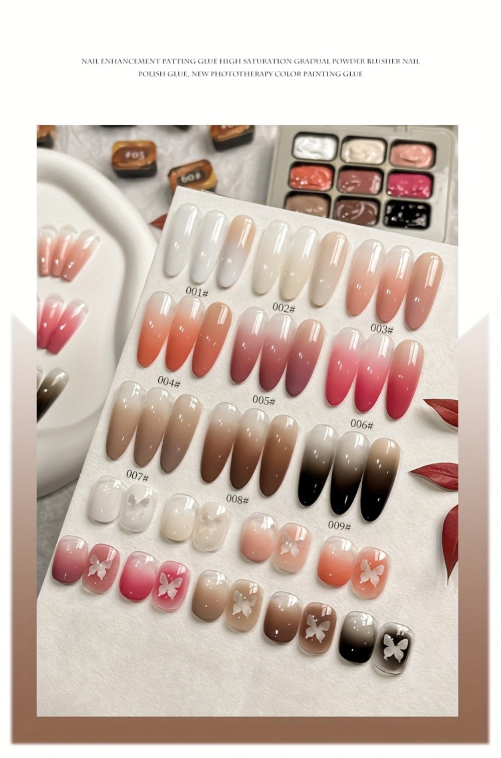 Gel Nail Polish 9-Color Mini Grid Sets for Ombre and Patting Art in 5 Curated Collection Options