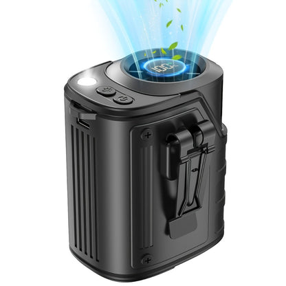 Portable Fan, 3600mAh Three-in-One Waist Clip Model with Adjustable Speeds, LED Flashlight and Digital Display