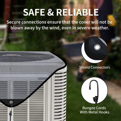 Outdoor Air Conditioner Top Cover, 26 x 26 Inch Mesh Panel with Four Elastic Hook Cords Pictured