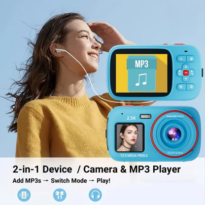 Vintage CCD Digital Camera 72MP 2.5K Vlogging Camera 16X Zoom Auto Focus Dual Screen 32GB Card Retro Compact Camera for Teens Beginners Travel Photography Gift for Girls Boys