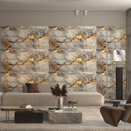 Peel and Stick Wall Tiles 50/100pcs Waterproof PVC Marble Self Adhesive Vinyl Tile Stickers for Bathroom Kitchen Living Room, TV Backdrop Shower Wall Panels Modern Home Decor Easy Installation