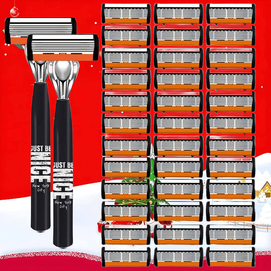 Men's Safety Razor Set with Replacement Blades - Non-Slip Handle Double Edge Razor for Shaving & Beard Grooming, Perfect Gift for Men